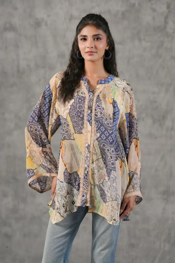 Pastel Paisley Viscous Crepe Top
