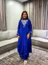 Royal Blue Festive Silk Hand-Embroidered Sharara Suit Set