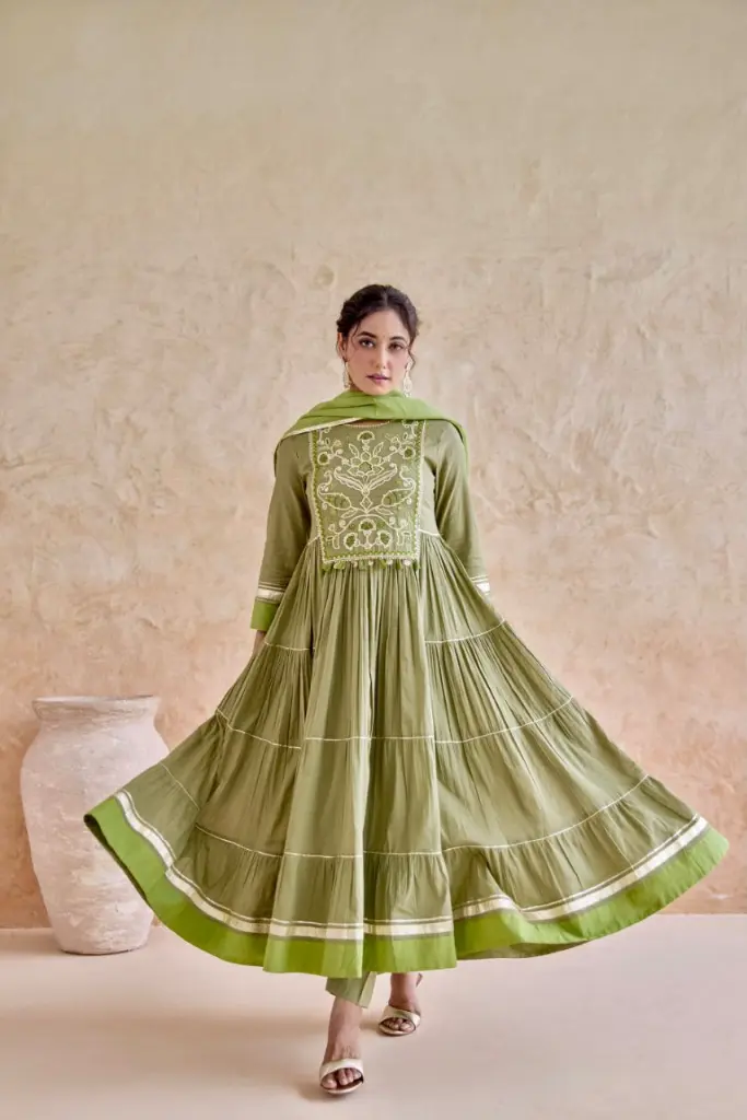 Olive Bloom Festive Anarkali Set