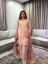 Mauve Pink Festive Shimmer Hand-Embroidered Sharara Set