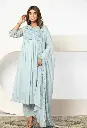 Pastel Blue Lace Embroidered Anarkali Set