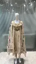 Beige Gold Festive Tissue Hand-Embroidered Anarkali Suit Set