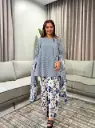 Blue Striped Cotton A-Line Co-Ord Set