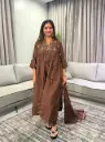 Coffee Brown Banarasi Mull Chanderi Anarkali Suit