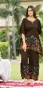 Chocolate Brown Discharge Rayon Floral Kaftan Co-Ord Set