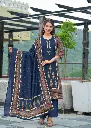 Indigo Navy Blue Ajrakh Printed Mull Cotton Kurta Set