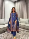 Indigo Navy Blue Ajrakh Printed Mull Cotton Kurta Set