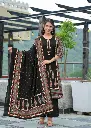Charcoal Black Ajrakh Printed Mull Cotton Kurta Set