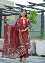 Maroon Red Ajrakh Printed Mull Cotton Kurta Set