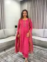 Magenta Pink Floral Printed Mull Cotton Kurta Set