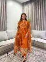 Traditional Mustard Pure Mull Cotton 3-Piece Kurta Palazzo Set