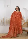 Rust Orange Printed Pure Mull Cotton Flared Anarkali Kurta Set