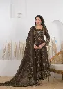 Dark Coffee Brown Printed Pure Mull Cotton Flared Anarkali Kurta Set