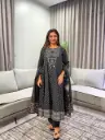 Midnight black Motif Pure Mull Cotton 3-Piece Set