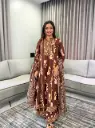 Chocolate Brown Ikat & Batik Printed Mull Cotton Kurta Set