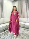 Deep Wine Hand-Worked Russian Silk Kurta Set