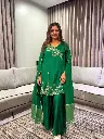 Emerald Green Angrakha Hand-Worked Russian Silk Co-ord Set