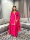 Rani Pink Hand-Worked Angrakha Russian silk Set