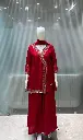 Crimson Red Hand-Worked Angrakha Russian Silk Set