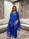 Royal Blue Hand-Worked Angrakha Silk Set