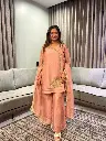 Blush Pink Hand-Worked Crush Organza Co-ord Set