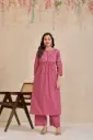 Mauve Pink Schiffli Embroidered Cotton Kurta Set