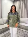 Olive Kalamkari Printed Pure Cotton Tunic