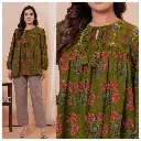 Moss Green Floral Printed Pure Cotton Tunic