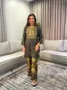Olive Black Kalamkari Hand-Worked Viscose Crepe Co-ord Set