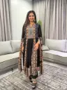 Jet Black Kalidar Hand-Worked Viscose Georgette Set