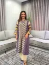Muted Purple Floral Hand-Worked Viscose Crepe Set