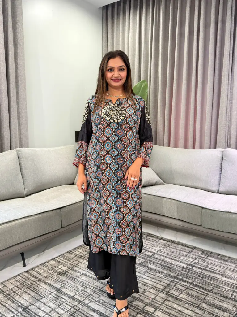 Midnight Mandala Pure Crepe Kurta Set