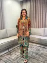 Rust & Teal Paisley Hand-Worked Viscose Crepe Co-ord Set