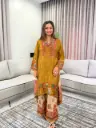 Mustard Yellow Block Motif Viscous Crepe Co-ord Set