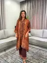 Espresso Brown Sequin Paisley Hand-Worked Muslin Crepe Co-ord Set