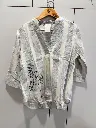 Off-White & Grey Striped Embroidered Imported Cotton Top