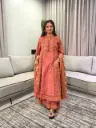 Dusty Rose Floral Hand-Worked Sequin Pure Cotton 3-Piece Kurta Set