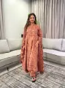Mauve Taupe Floral Hand-Worked Sequin Pure Cotton 3-Piece Kurta Set