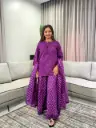 Royal Purple Bandhani Printed Pure Mull Cotton 3-Piece Sharara Set