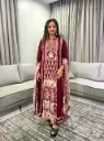 Maroon Kalamkari Printed Crepe & Georgette Anarkali 3-Piece Set