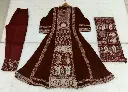 Maroon Kalamkari Printed Crepe & Georgette Anarkali 3-Piece Set