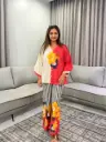 Dual-Tone Coral & Off-White Floral Printed Imported Cotton Co-ord Set