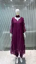 Plum Purple Bead sequin Hand-Worked Banarasi Mull Chanderi 3-Piece Suit Set