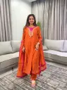 Rust Orange Hand-Worked Pure Premium Russian Silk 3-Piece Suit Set