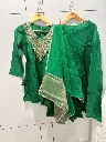 Emerald Green Heavy Hand-worked Pure Premium Russian Silk Co-ord Set