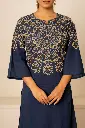 Royal Navy Floral Printed Pure Cotton 3-Piece Set