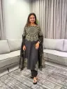 Jet Black Gold Mandala Printed Pure Cotton 3-Piece Suit Set