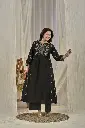 Midnight Black Geometric & Floral Embroidered Soft Flex Cotton 2-Piece Kurta Set