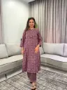 Eggplant Purple Printed Soft Flex Cotton Kurta Set