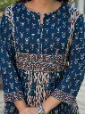 Indigo Blue Ikat Printed Pure Cotton 3-Piece Kurta Set